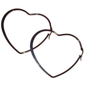Minimalist Black Heart Shaped Hoops Large Hoop Earrings Big Goth Glam Hearts